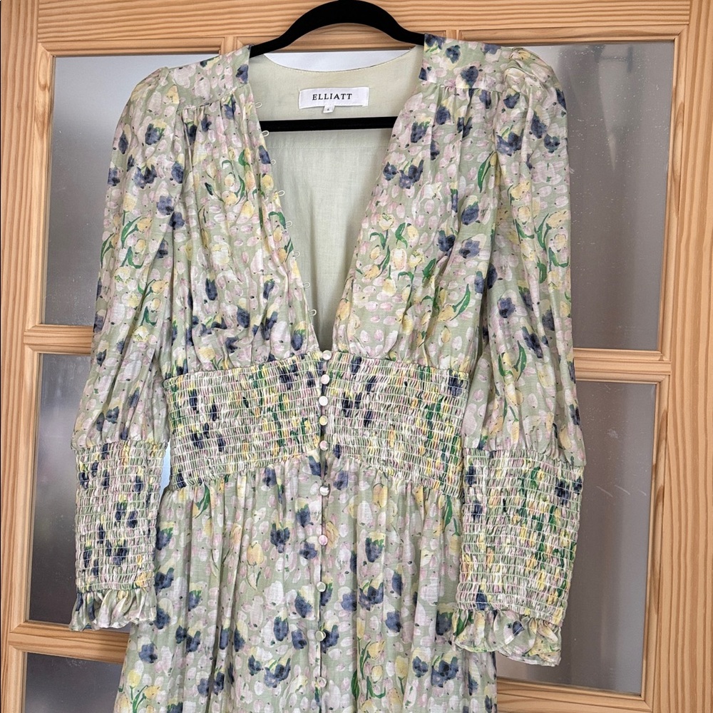 Elliatt Matria Floral Midi Dress with Green and Blue